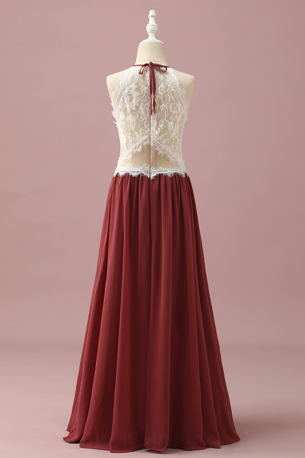 Wedtrend Burgundy A-Line Halter Floor-Length Junior Bridesmaid Dress with Floral Lace Wedding Party Dress, Burgundy / J10 Wedtrend Burgundy A-Line Halter Floor-Length Junior Bridesmaid Dress with Floral Lace Wedding Party Dress, Burgundy / J10