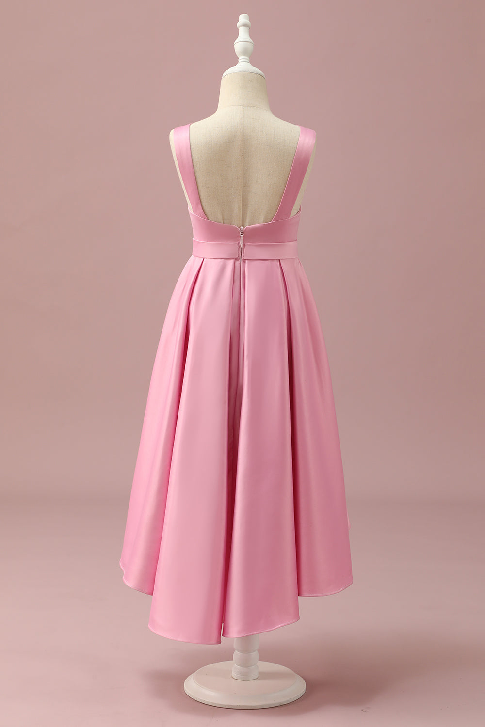 Wedtrend Women Pink High Low Asymmetrical Round Neck Satin Junior Bridesmaid Dress Wedding Guest Dress WEDTREND Wedtrend Women Pink High Low Asymmetrical Round Neck Satin Junior Bridesmaid Dress Wedding Guest Dress WEDTREND