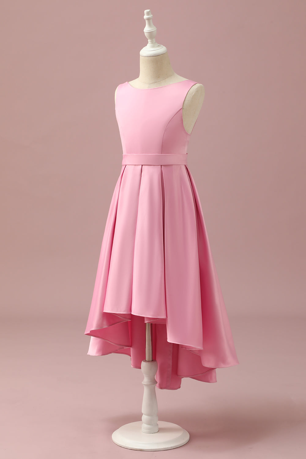 Wedtrend Women Pink High Low Asymmetrical Round Neck Satin Junior Bridesmaid Dress Wedding Guest Dress WEDTREND Wedtrend Women Pink High Low Asymmetrical Round Neck Satin Junior Bridesmaid Dress Wedding Guest Dress WEDTREND
