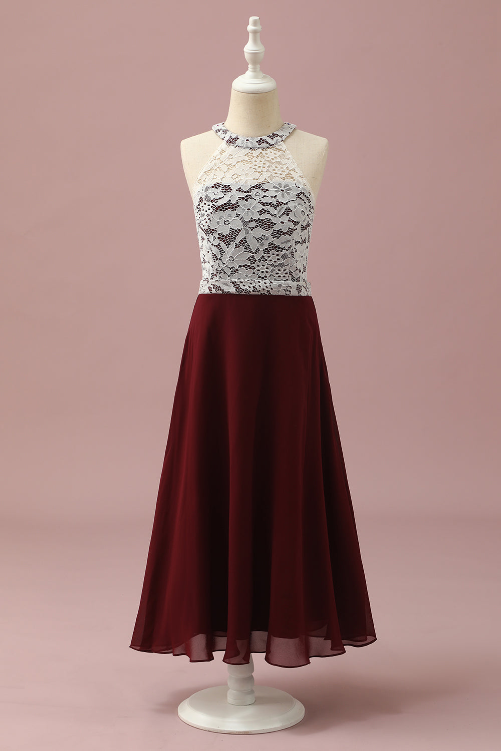 Wedtrend Women Burgundy Lace and Chiffon Halter Junior Bridesmaid Dress Wedding Guest Dress WEDTREND Wedtrend Women Burgundy Lace and Chiffon Halter Junior Bridesmaid Dress Wedding Guest Dress WEDTREND