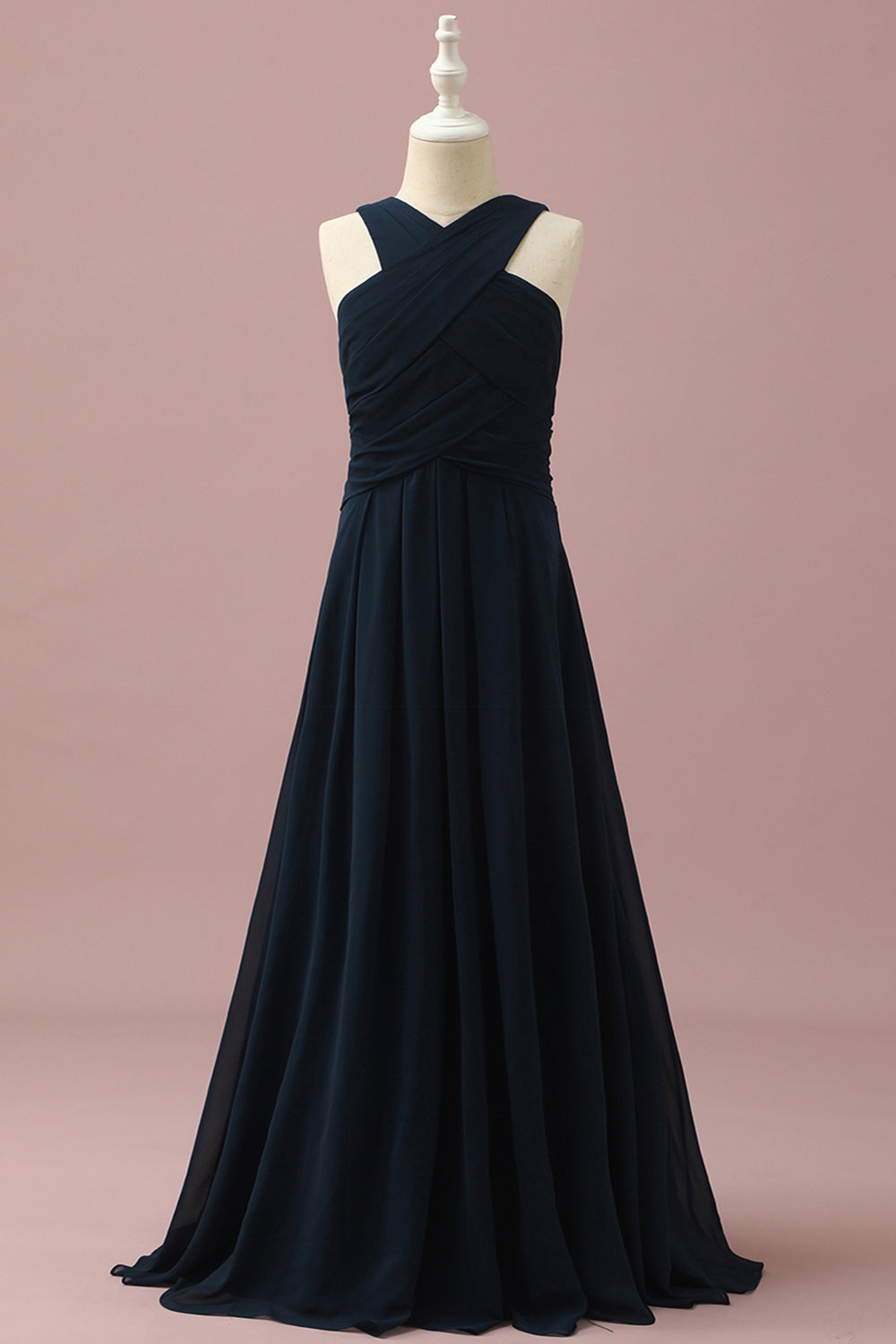 Wedtrend Dark Navy A-Line Halter Floor-Length Chiffon Junior Bridesmaid Dress Wedding Party Dress WEDTREND Wedtrend Dark Navy A-Line Halter Floor-Length Chiffon Junior Bridesmaid Dress Wedding Party Dress WEDTREND