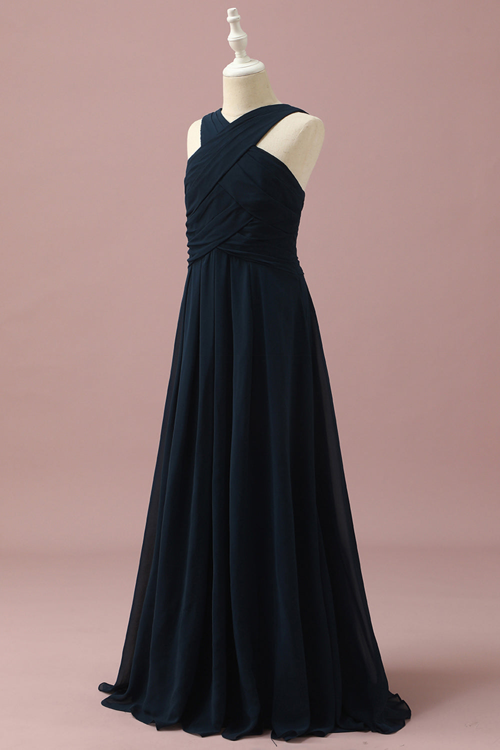 Wedtrend Dark Navy A-Line Halter Floor-Length Chiffon Junior Bridesmaid Dress Wedding Party Dress WEDTREND Wedtrend Dark Navy A-Line Halter Floor-Length Chiffon Junior Bridesmaid Dress Wedding Party Dress WEDTREND