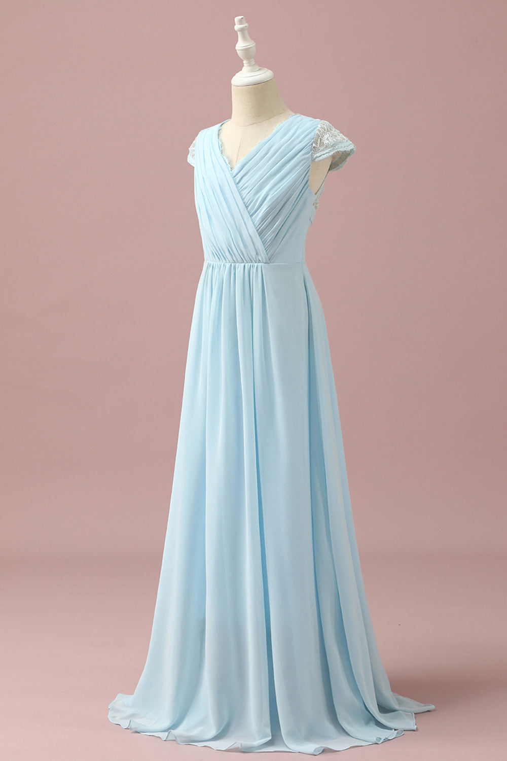 Wedtrend Light Blue A-Line V Neck Floor-Length Chiffon Junior Bridesmaid Dress Wedding Party Dress WEDTREND Wedtrend Light Blue A-Line V Neck Floor-Length Chiffon Junior Bridesmaid Dress Wedding Party Dress WEDTREND