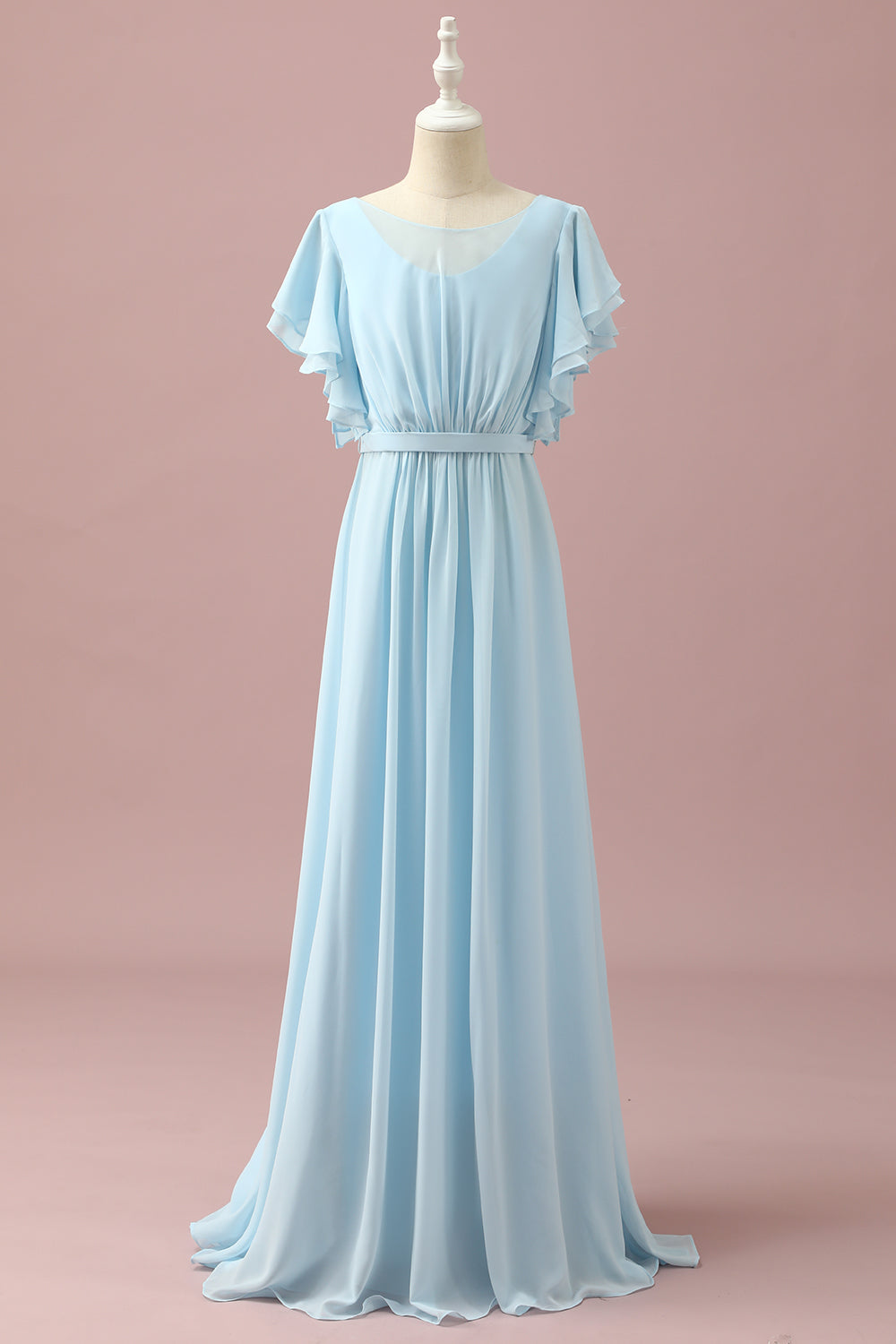 Wedtrend Women Wedding Guest Dress Sky Blue A-Line Batwing Sleeves Chiffon Junior Bridesmaid Dress WEDTREND Wedtrend Women Wedding Guest Dress Sky Blue A-Line Batwing Sleeves Chiffon Junior Bridesmaid Dress WEDTREND