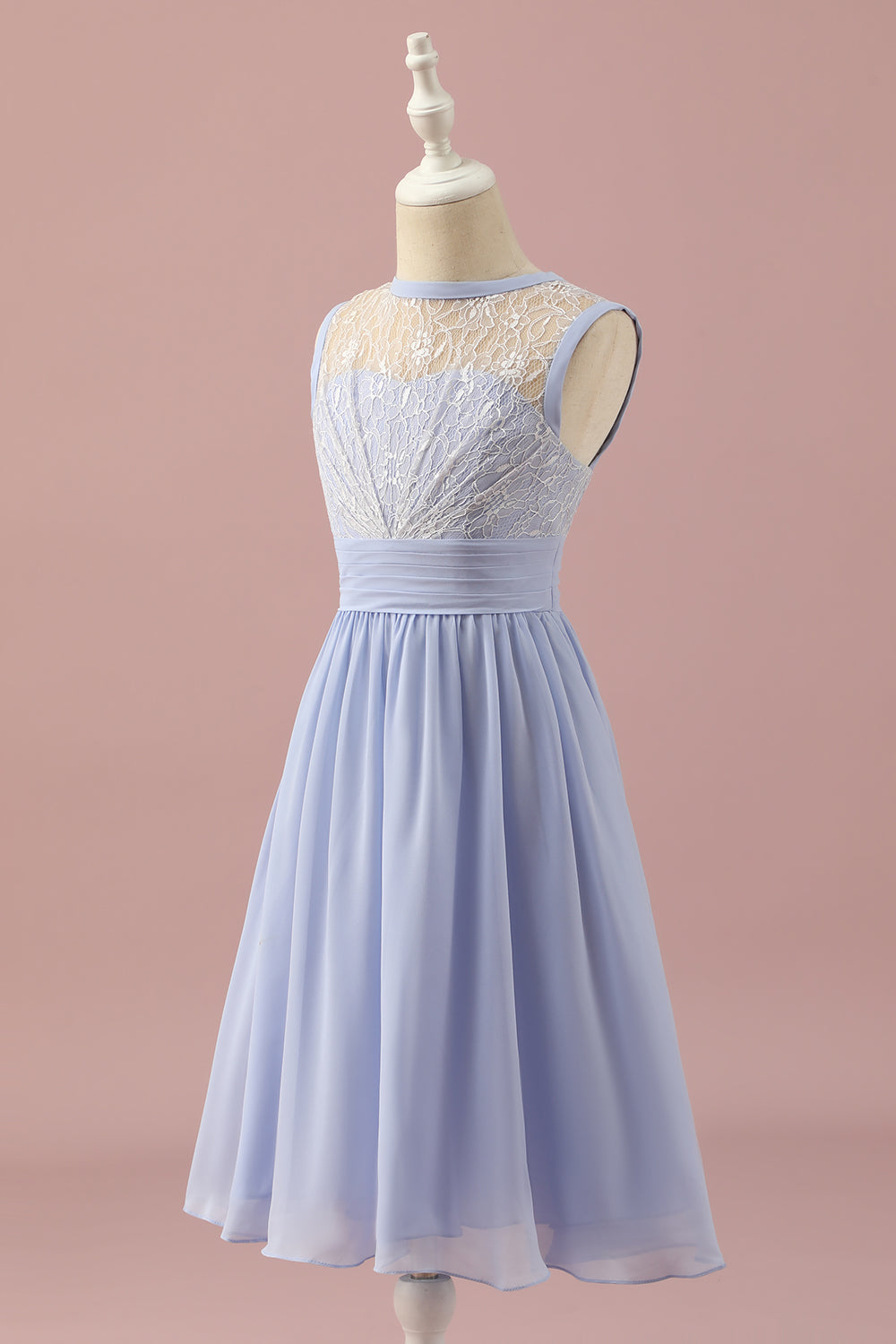 Lavender A Line Lace and Chiffon Short Junior Bridesmaid Dress