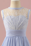 Lavender A Line Lace and Chiffon Short Junior Bridesmaid Dress