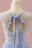 Lavender A Line Lace and Chiffon Short Junior Bridesmaid Dress