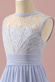 Lavender A Line Lace and Chiffon Short Junior Bridesmaid Dress