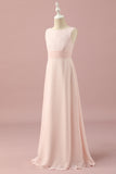 Light Pink A Line Lace and Chiffon Junior Bridesmaid Dress