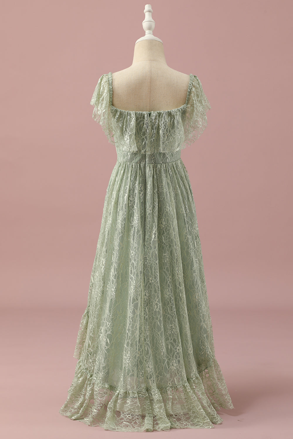 Wedtrnd Women Green High Low Square Neck Asymmetrical Lace Junior Bridesmaid Dress Wedding Guest Dress WEDTREND Wedtrnd Women Green High Low Square Neck Asymmetrical Lace Junior Bridesmaid Dress Wedding Guest Dress WEDTREND