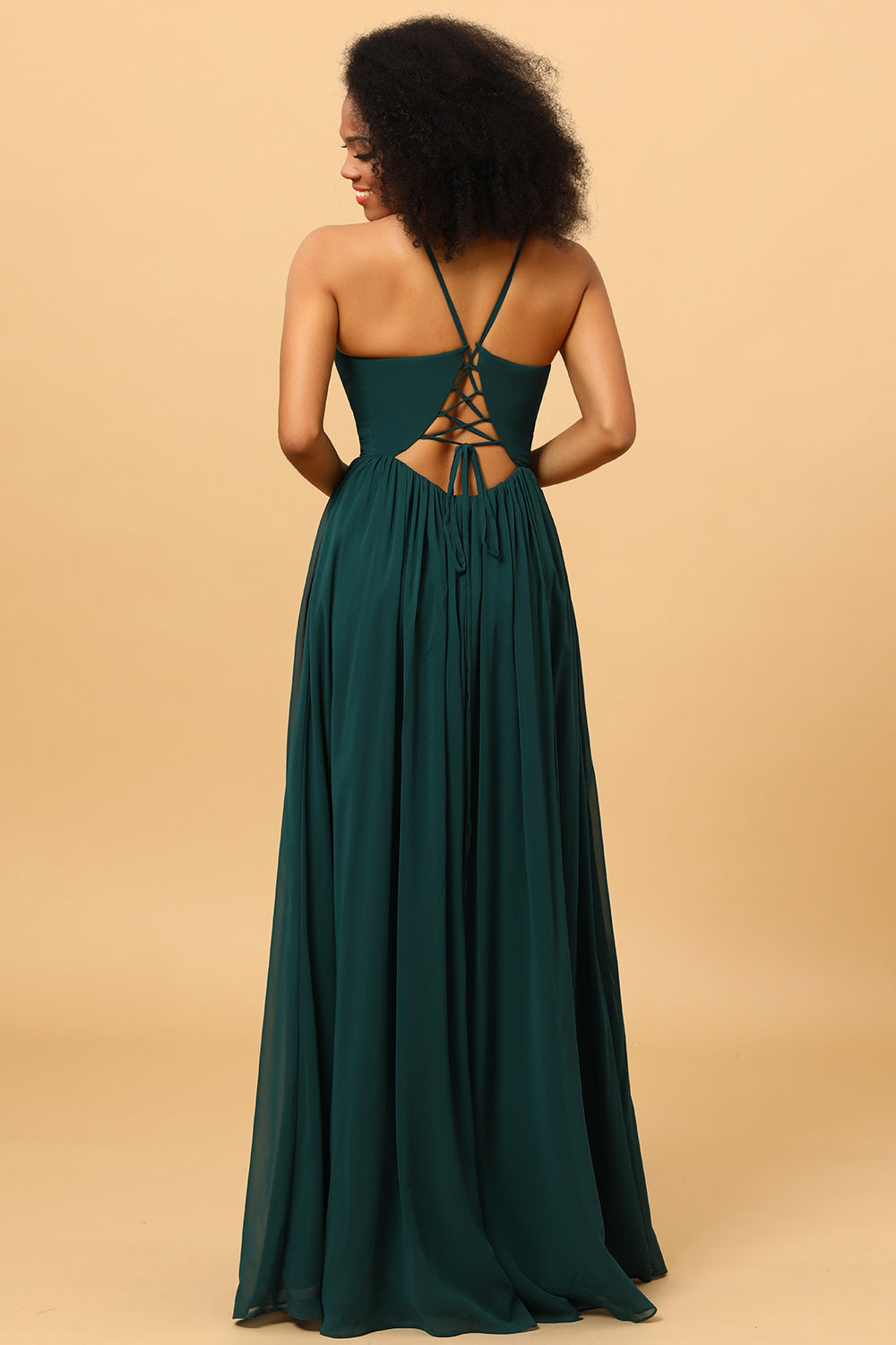 Wedtrend Women Pine Lace-Up Back Long Chiffon Bridesmaid Dress with Slit WEDTREND Wedtrend Women Pine Lace-Up Back Long Chiffon Bridesmaid Dress with Slit WEDTREND