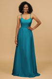 Sheath/Column Spaghetti Straps Long Chiffon Bridesmaid Dress