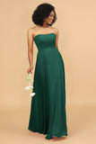 A Line Off The Shoulder Long Chiffon Bridesmaid Dress with Bowknot