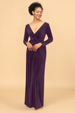 Sheath Deep V-Neck Backless Floor-Length Velvet Bridesmaid Dress