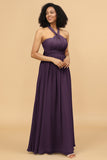 A Line Convertible Floor-Length Chiffon Bridesmaid Dress