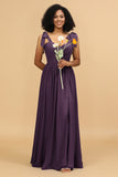 Sweetheart Sleeveless Long Chiffon Bridesmaid Dress with Slit