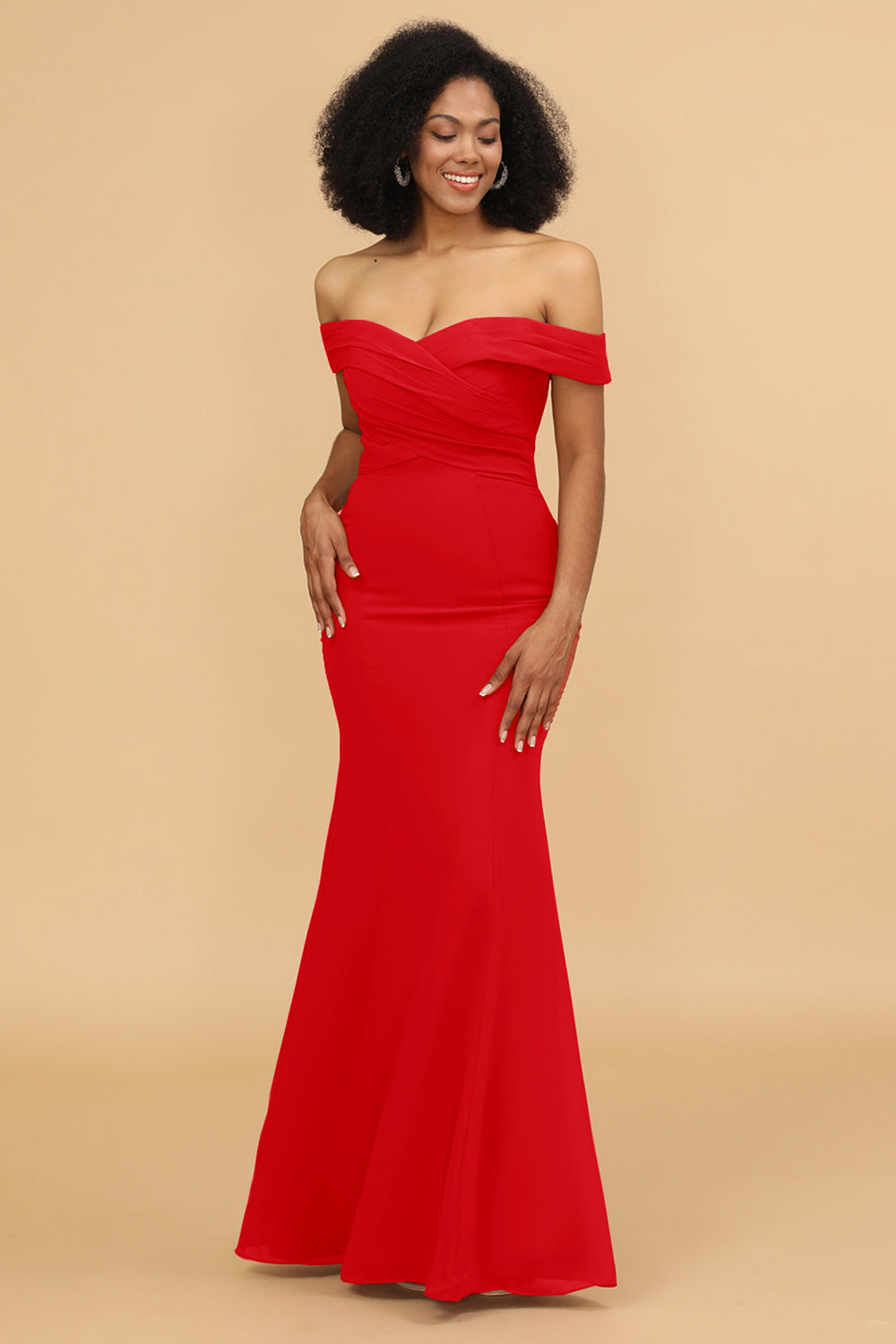 Wedtrend Off the Shoulder Mermaid Long Floor Length Chiffon Bridesmaid Dress with Pleated Wedding Party Dress WEDTREND Wedtrend Off the Shoulder Mermaid Long Floor Length Chiffon Bridesmaid Dress with Pleated Wedding Party Dress WEDTREND