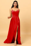 A Line Sweetheart Long Chiffon Bridesmaid Dress With Ruffle