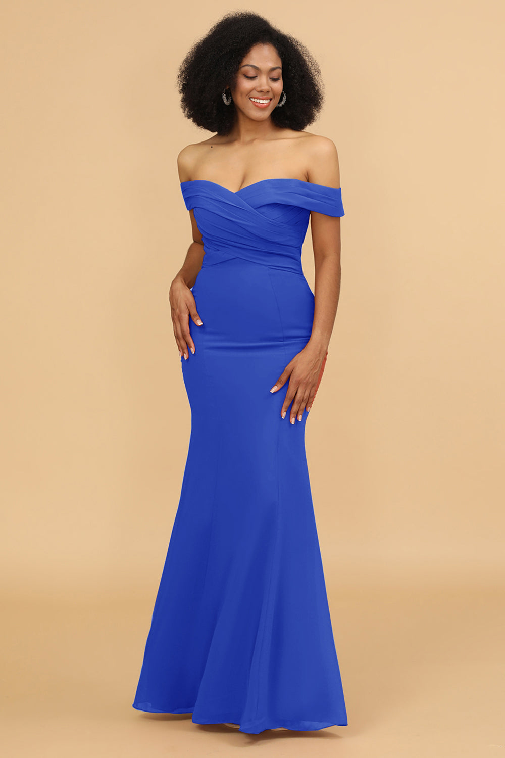 Wedtrend Off the Shoulder Mermaid Long Floor Length Chiffon Bridesmaid Dress with Pleated Wedding Party Dress WEDTREND Wedtrend Off the Shoulder Mermaid Long Floor Length Chiffon Bridesmaid Dress with Pleated Wedding Party Dress WEDTREND