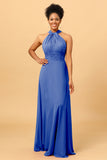 A Line Convertible Long Chiffon Bridesmaid Dress