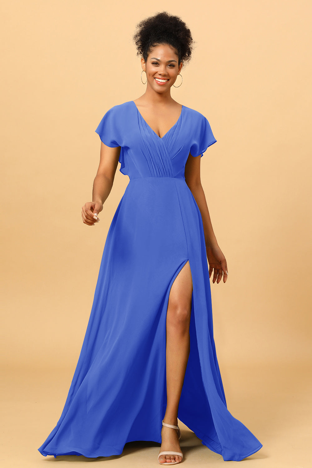 cobalt blue chiffon bridesmaid dress Cobalt Blue Bridesmaid Dress Chiffon Size 3X