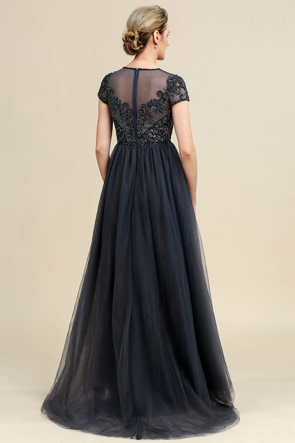 Wedtrend Women Beaded Glitter Mother of Bride Dress Dark Grey A Line Tulle Evening Wear WEDTREND Wedtrend Women Beaded Glitter Mother of Bride Dress Dark Grey A Line Tulle Evening Wear WEDTREND