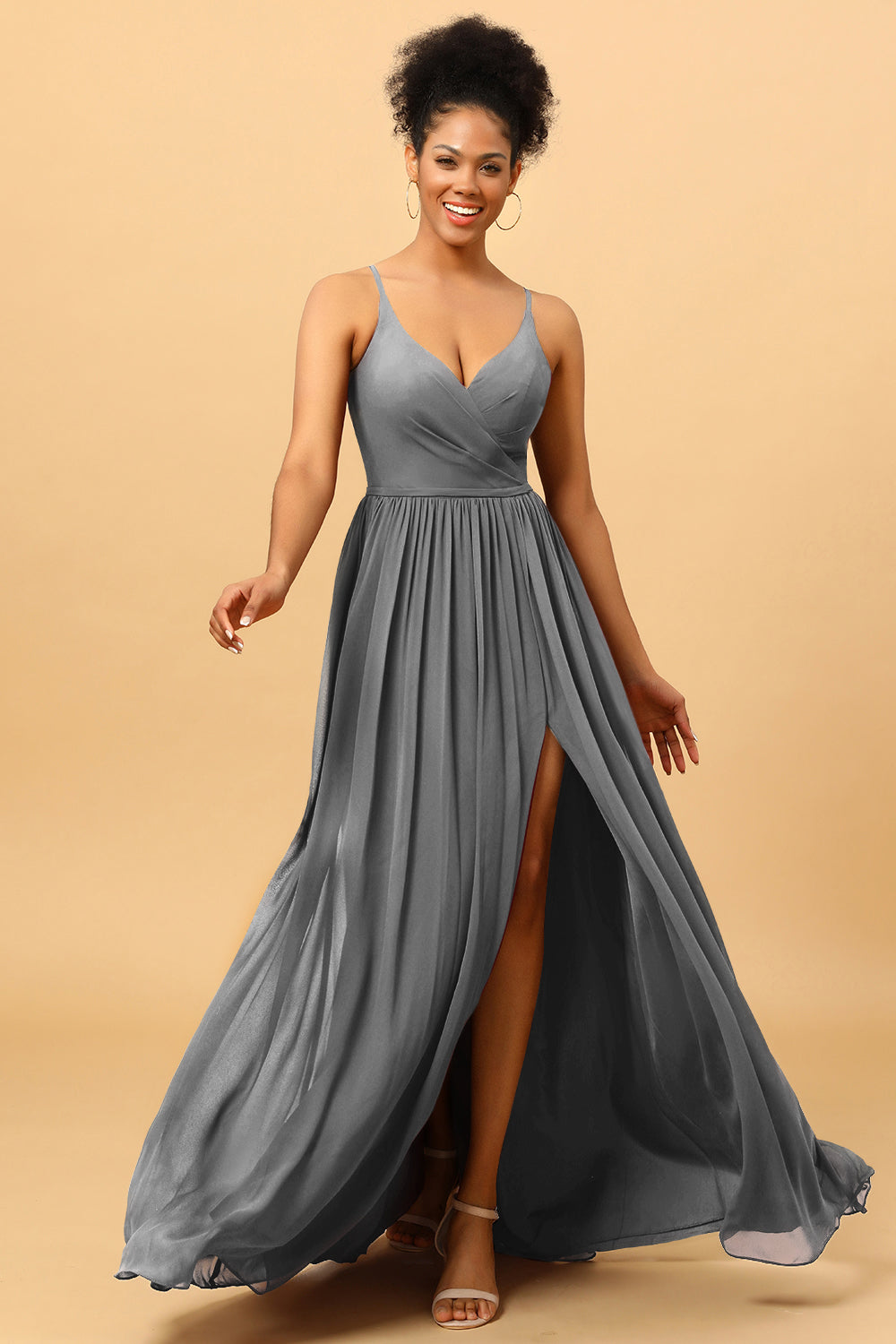 Wedtrend Women Bridesmaids A-Line Spaghetti Straps Ruched Long Chiffon Wedding Party Formal Bridesmaid Dress with Slit WEDTREND Wedtrend Women Bridesmaids A-Line Spaghetti Straps Ruched Long Chiffon Wedding Party Formal Bridesmaid Dress with Slit WEDTREND
