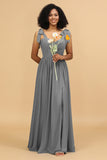 Sweetheart Sleeveless Long Chiffon Bridesmaid Dress with Slit