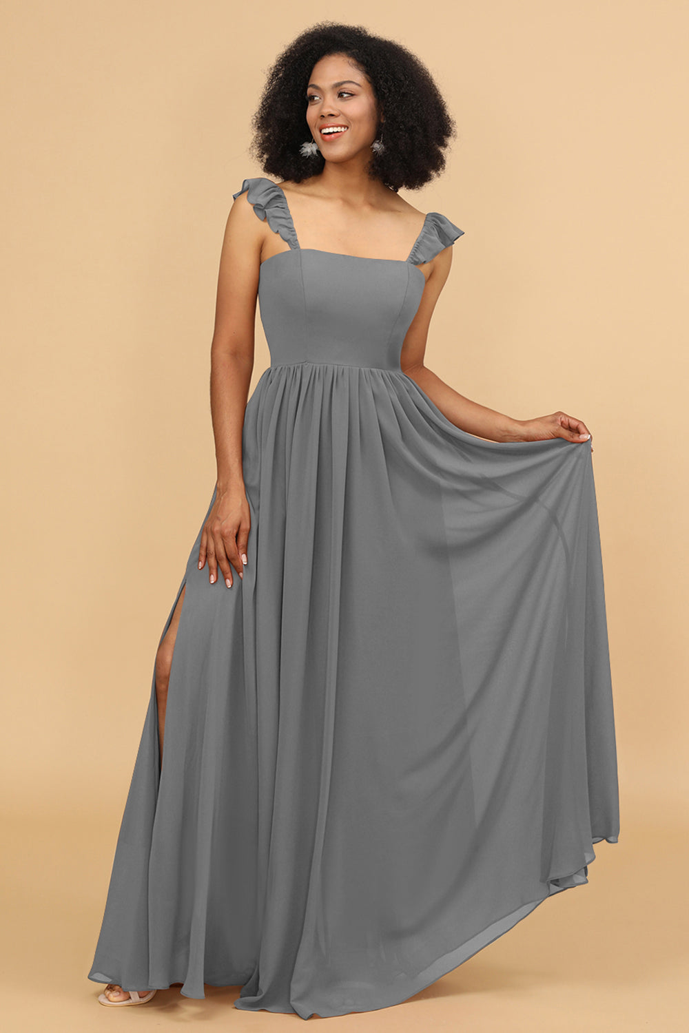 grey maxi bridesmaid dresses Grey Chiffon A-Line Floor Length Mismatched Bridesmaid Dresses, Dress A