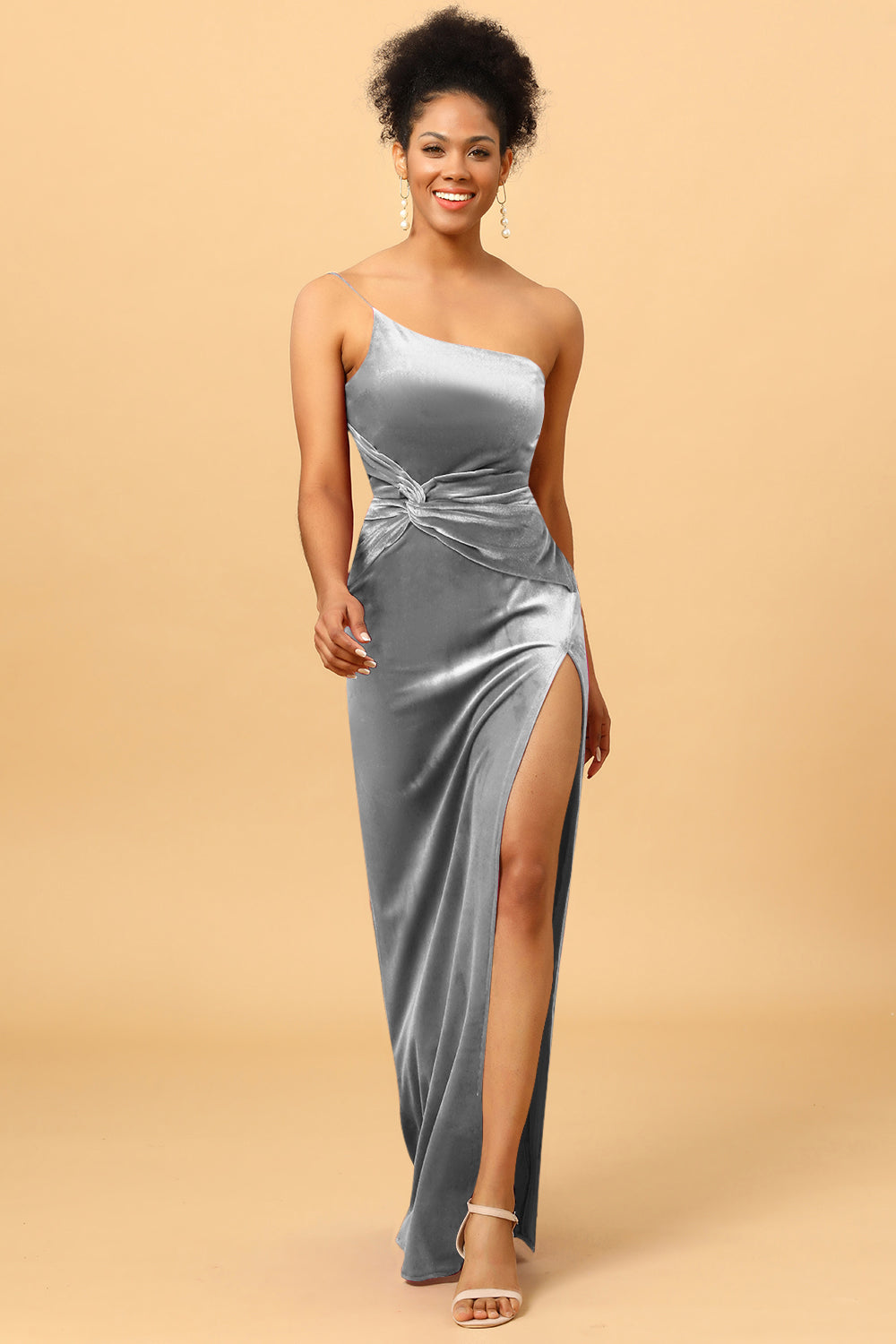 Wedtrend Women Bridesmaids Mermaid One Shoulder Long Velvet Bridesmaid Formal Evening Dress with Slit WEDTREND Wedtrend Women Bridesmaids Mermaid One Shoulder Long Velvet Bridesmaid Formal Evening Dress with Slit WEDTREND
