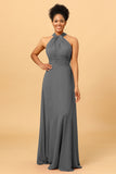 A Line Convertible Long Chiffon Bridesmaid Dress