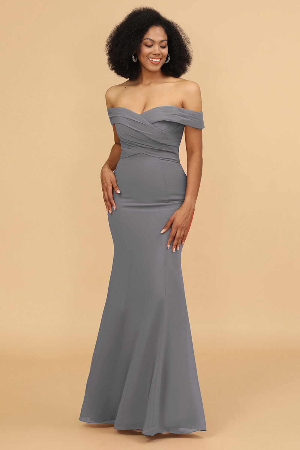 Wedtrend Off the Shoulder Mermaid Long Floor Length Chiffon Bridesmaid Dress with Pleated Wedding Party Dress WEDTREND Wedtrend Off the Shoulder Mermaid Long Floor Length Chiffon Bridesmaid Dress with Pleated Wedding Party Dress WEDTREND