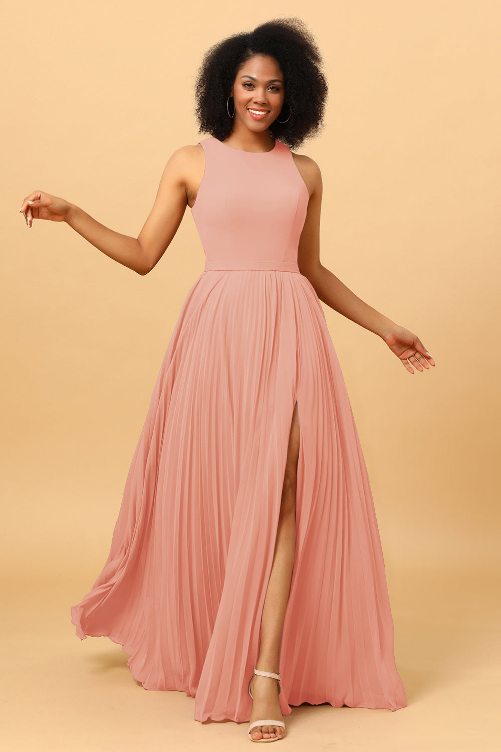 Wedtrend Women A Line High Neck Pleated Long Chiffon Bridesmaid Dress with Ruffles Formal Dress WEDTREND Wedtrend Women A Line High Neck Pleated Long Chiffon Bridesmaid Dress with Ruffles Formal Dress WEDTREND