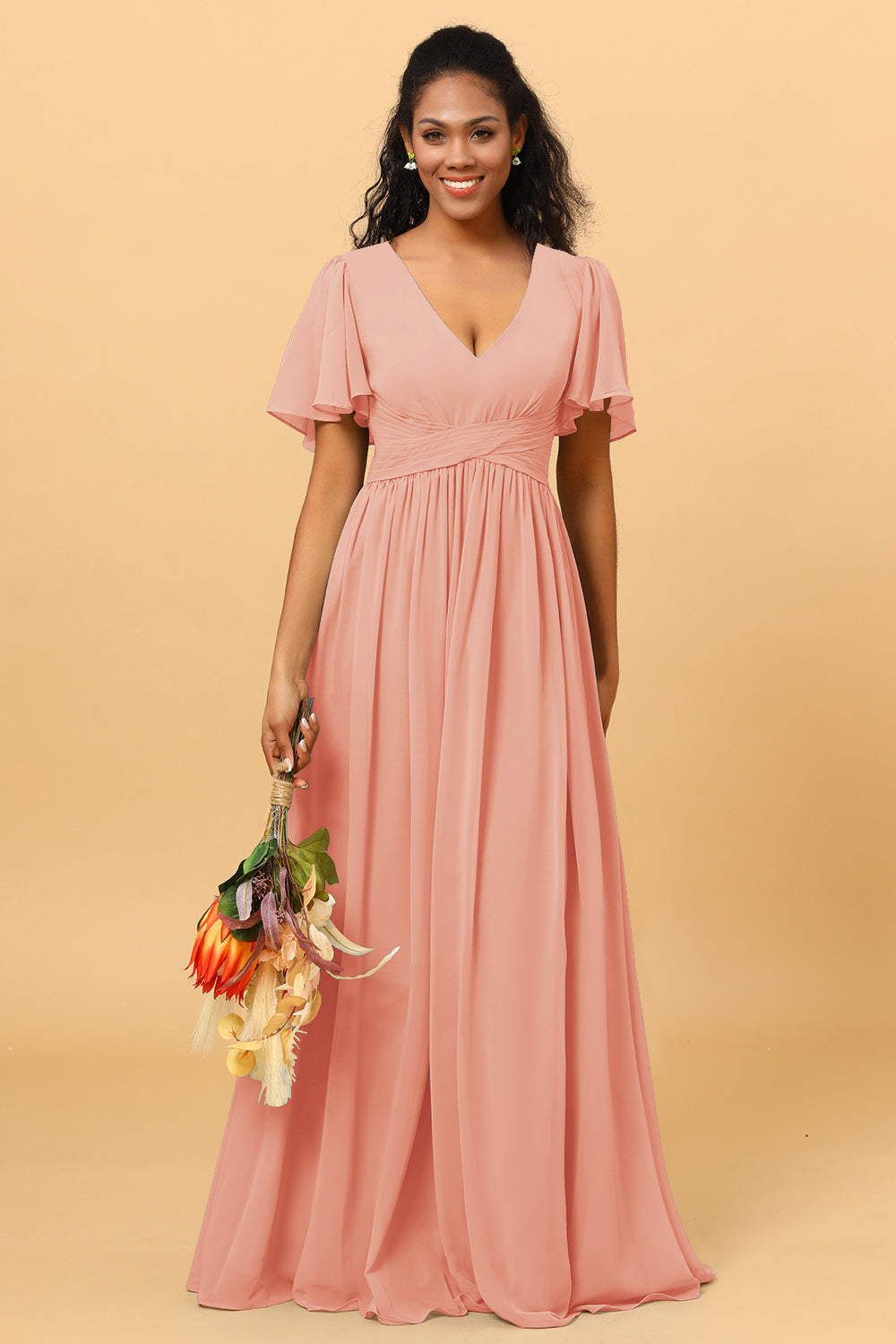 orange pink bridesmaid dresses Orange + Pink Bridesmaid Color Palette