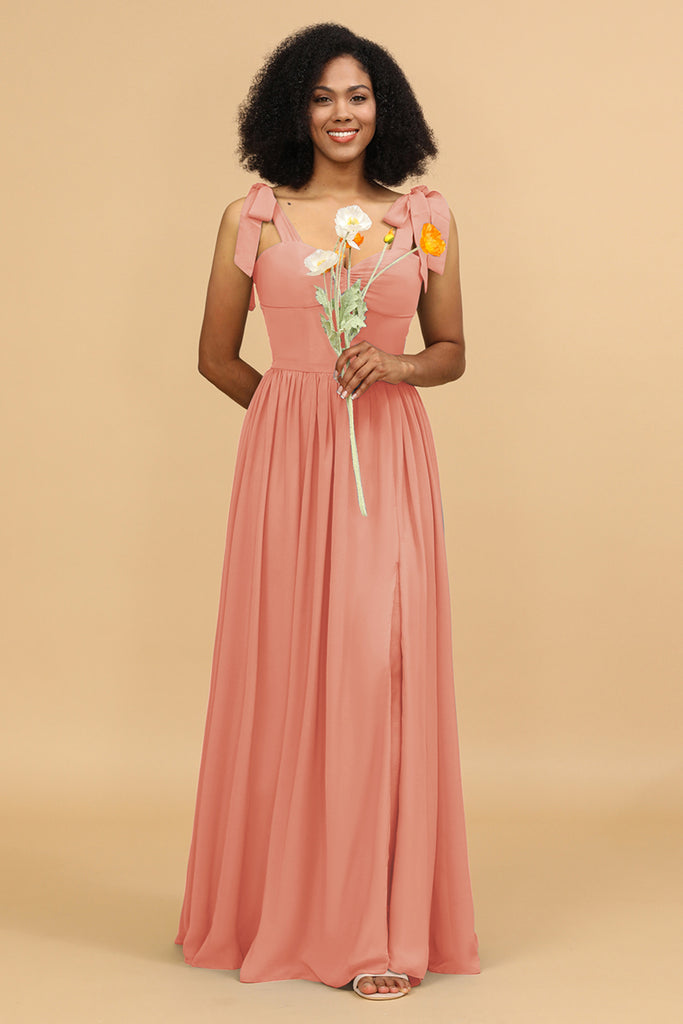 Sweetheart Sleeveless Long Bridesmaid Dress With Slit