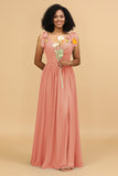 Sweetheart Sleeveless Long Chiffon Bridesmaid Dress with Slit