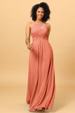 Sheath Halter Open Back Long Chiffon Bridesmaid Dress