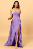 A Line Sweetheart Long Chiffon Bridesmaid Dress With Ruffle