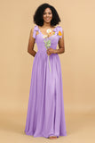 Sweetheart Sleeveless Long Chiffon Bridesmaid Dress with Slit