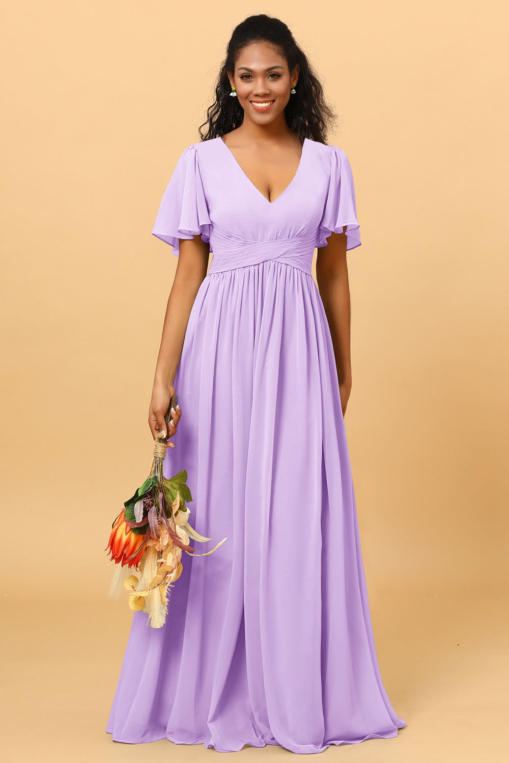 Wedtrend Women A Line V Neck Short Sleeves Floor Length Chiffon Bridesmaid Dress Formal Dress WEDTREND Wedtrend Women A Line V Neck Short Sleeves Floor Length Chiffon Bridesmaid Dress Formal Dress WEDTREND