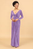 Sheath Deep V-Neck Backless Floor-Length Velvet Bridesmaid Dress