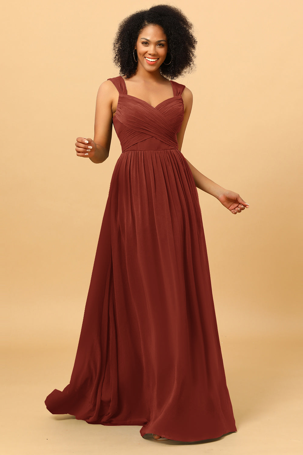 Wedtrend Women Bridesmaids A Line Sweetheart Chiffon Floor Length Bridesmaid Dress with Heart Shaped Open Back, Terracotta Wedtrend Women Bridesmaids A Line Sweetheart Chiffon Floor Length Bridesmaid Dress with Heart Shaped Open Back, Terracotta