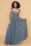 A-Line Floor Length Chiffon Bridesmaid Dress With Ruffles