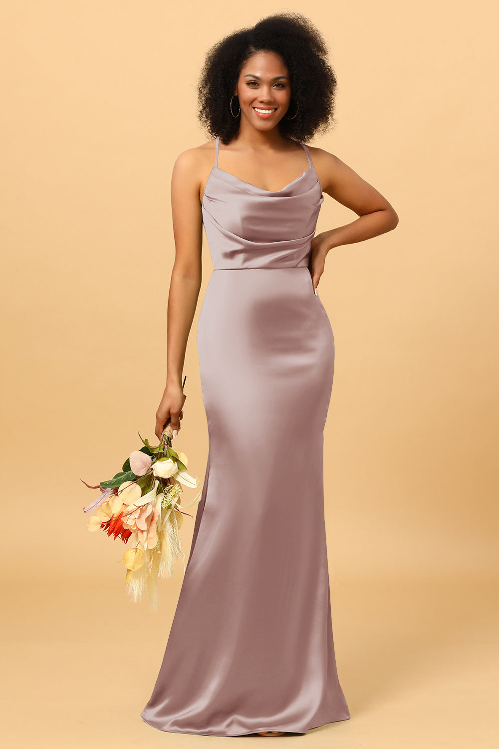 spaghetti strap crepe-back satin bridesmaid dress DAVID'S BRIDAL Spaghetti Strap Crepe-Back Satin Bridesmaid Wine Dress Size 4