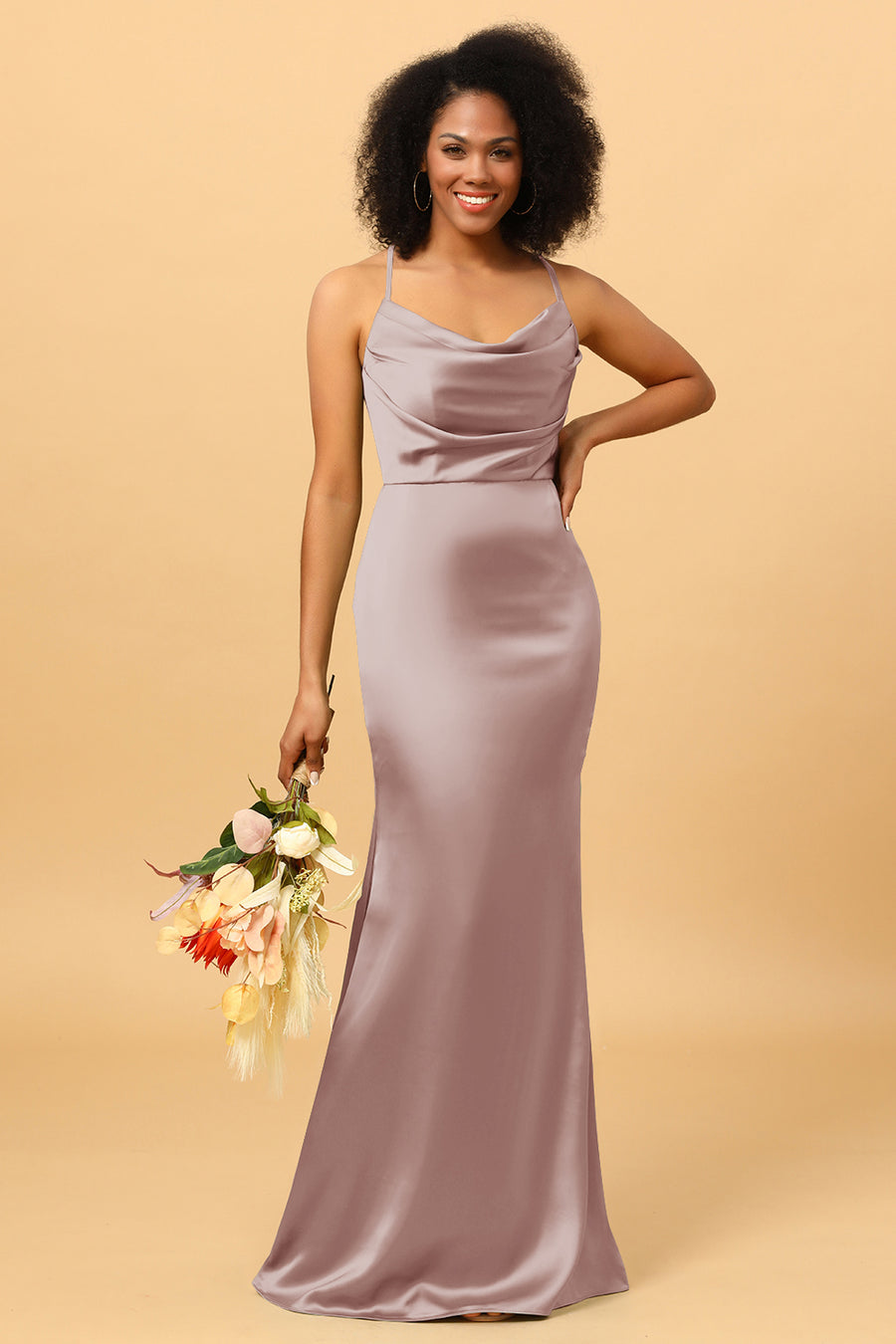 blue dress for baby girl Mauve Bridesmaid Dresses Long SleevesV Neck – Lisposa main image 0