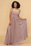 A-Line Floor Length Chiffon Bridesmaid Dress With Ruffles