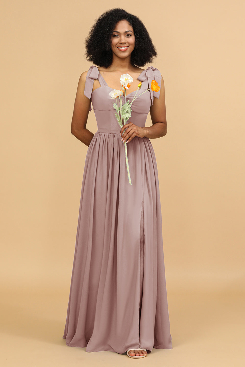 Wedttrend Sweetheart Sleeveless Long Chiffon Bridesmaid Dress with Slit Wedding Party Dress, Vintage Mauve Wedttrend Sweetheart Sleeveless Long Chiffon Bridesmaid Dress with Slit Wedding Party Dress, Vintage Mauve