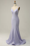 Lavender Mermaid Beading Sparkly Prom Dress with Open Back