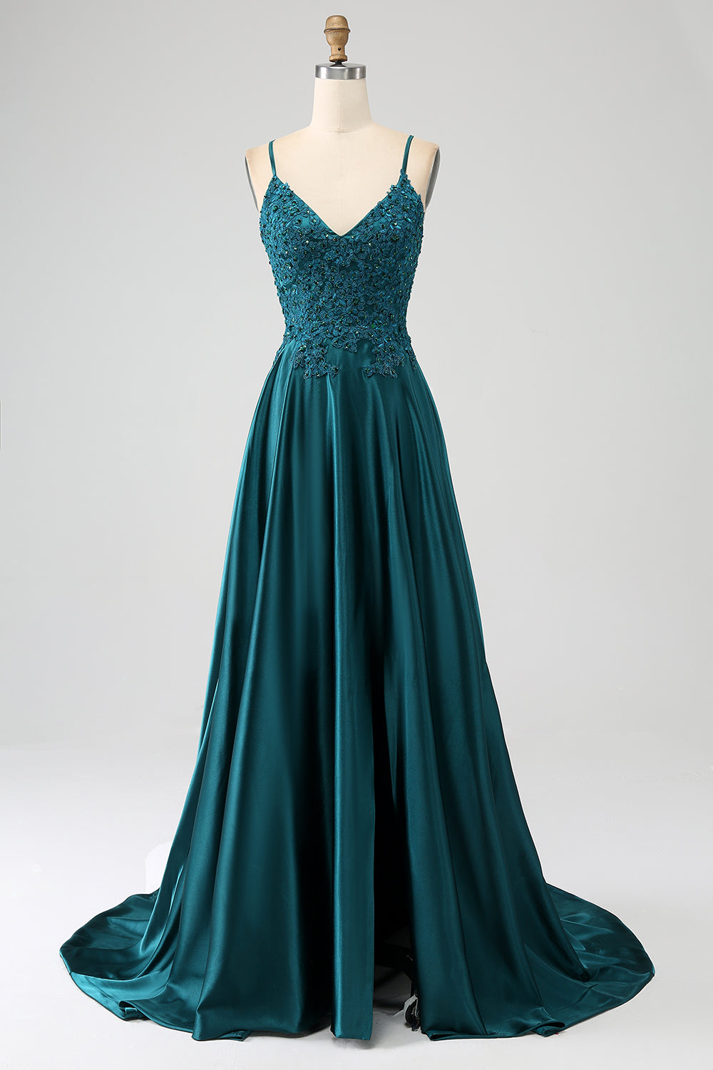 Wedtrend Women Peacock Green Prom Dress A-Line Spaghetti Straps Backless Evening Party Dress with Slit WEDTREND Wedtrend Women Peacock Green Prom Dress A-Line Spaghetti Straps Backless Evening Party Dress with Slit WEDTREND