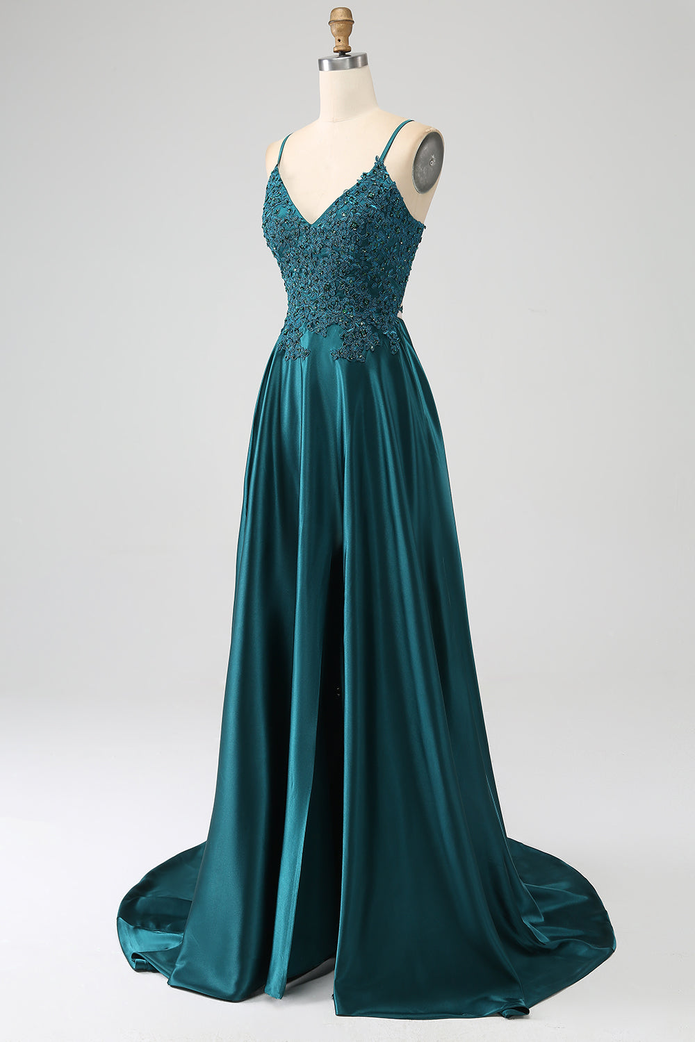Wedtrend Women Peacock Green Prom Dress A-Line Spaghetti Straps Backless Evening Party Dress with Slit WEDTREND Wedtrend Women Peacock Green Prom Dress A-Line Spaghetti Straps Backless Evening Party Dress with Slit WEDTREND